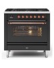 P096DNE3義大利ILVE原裝進口獨立式/六口瓦斯爐+電烤箱(霧黑色）(期貨)
